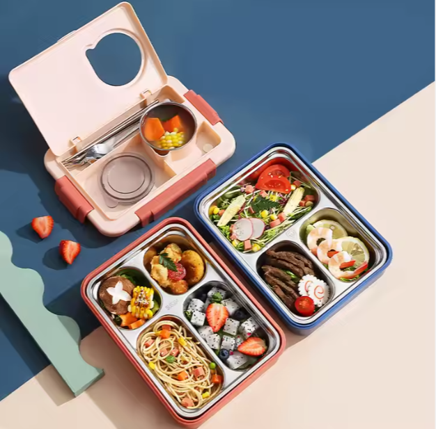Stainless Steel Bento Lunch Box, 1.25L/1.4L Capacity, Multi-Compartment Design, Leak-Proof Container for Teens And Adults