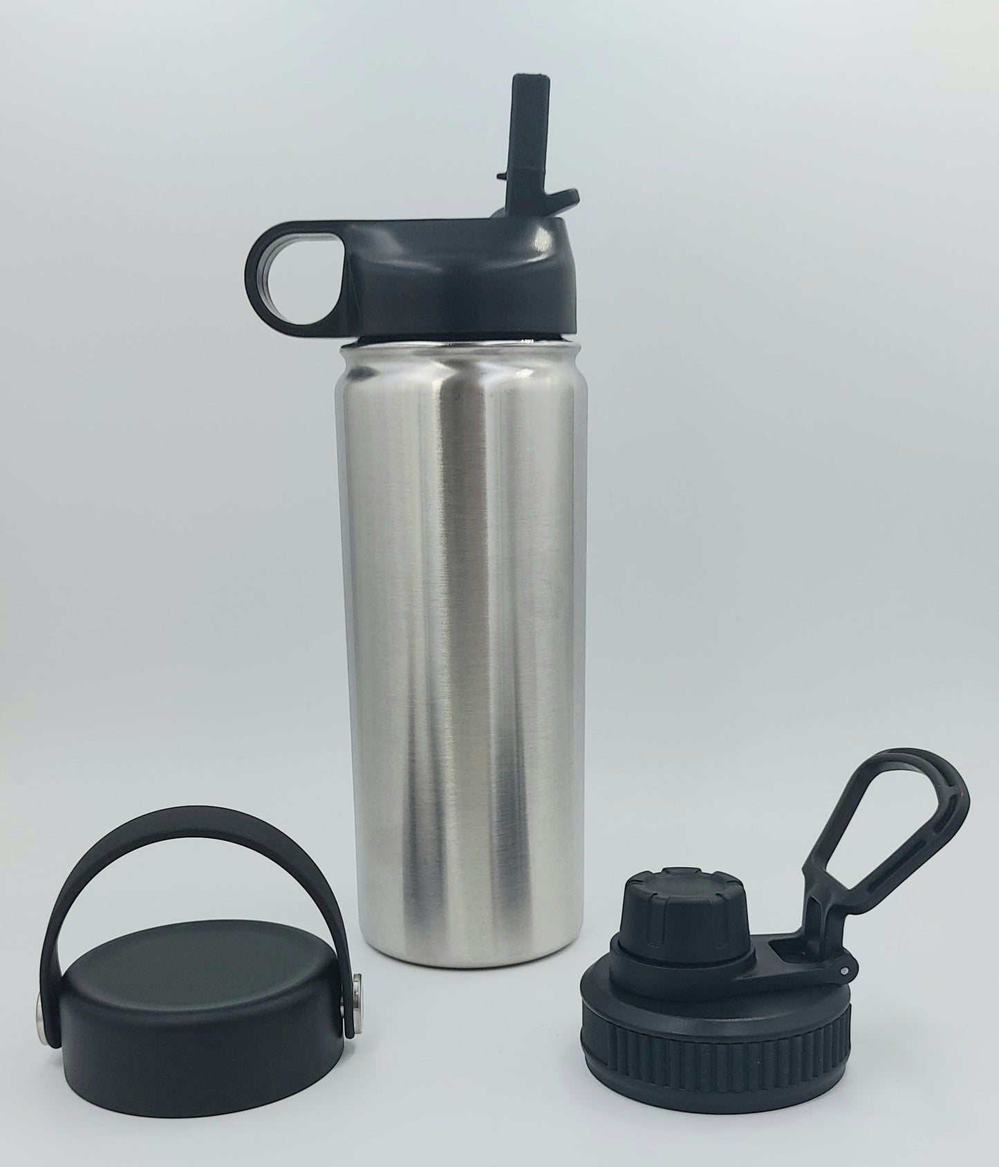 18/32oz Stainless steel insulated water bottle with wide mouth and 3 lids