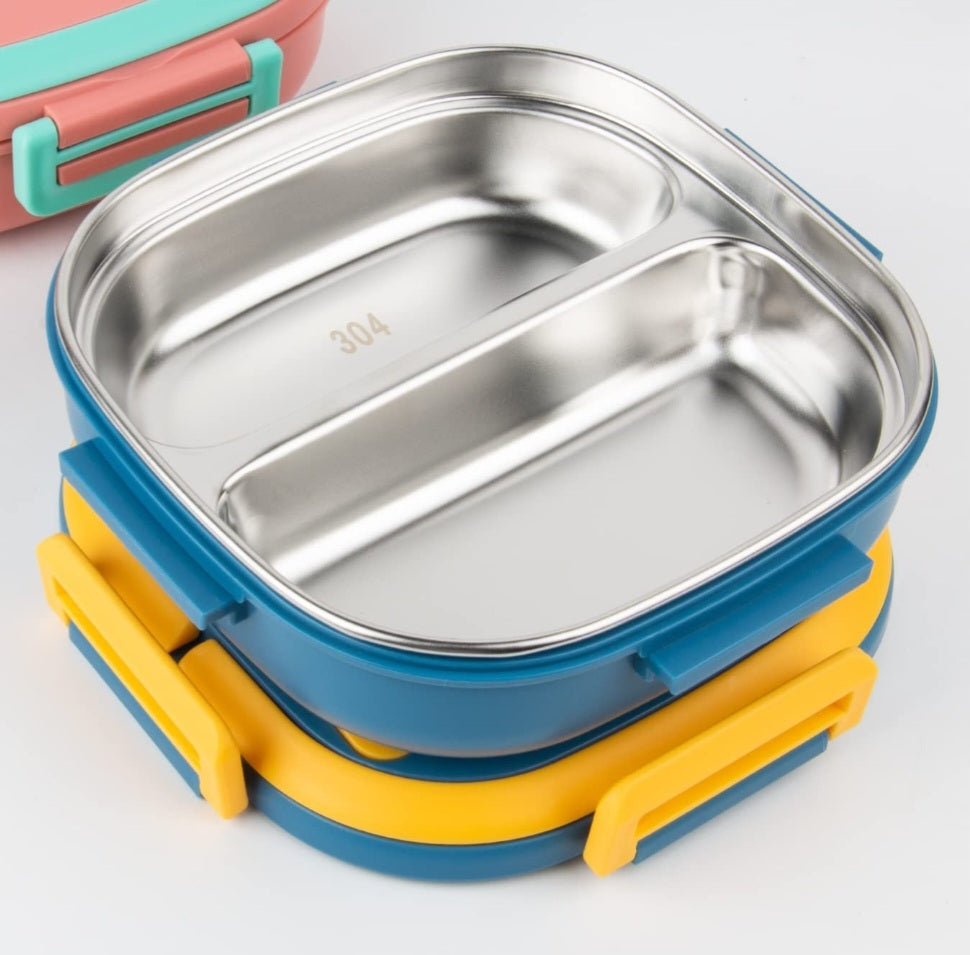 Stainless steel kids bento lunchbox 2/3 compartment, BPA-free material