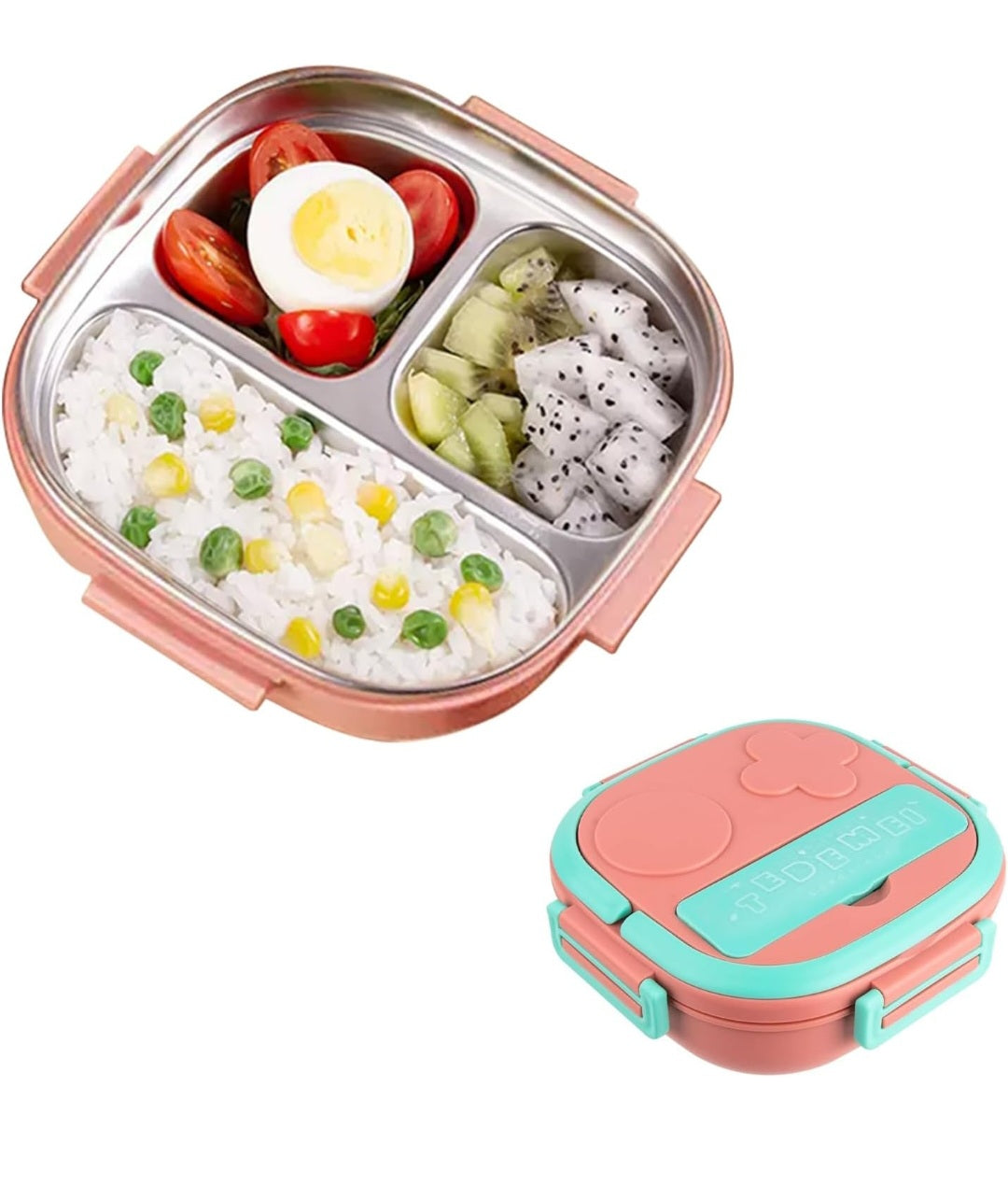 Stainless steel kids bento lunchbox 2/3 compartment, BPA-free material