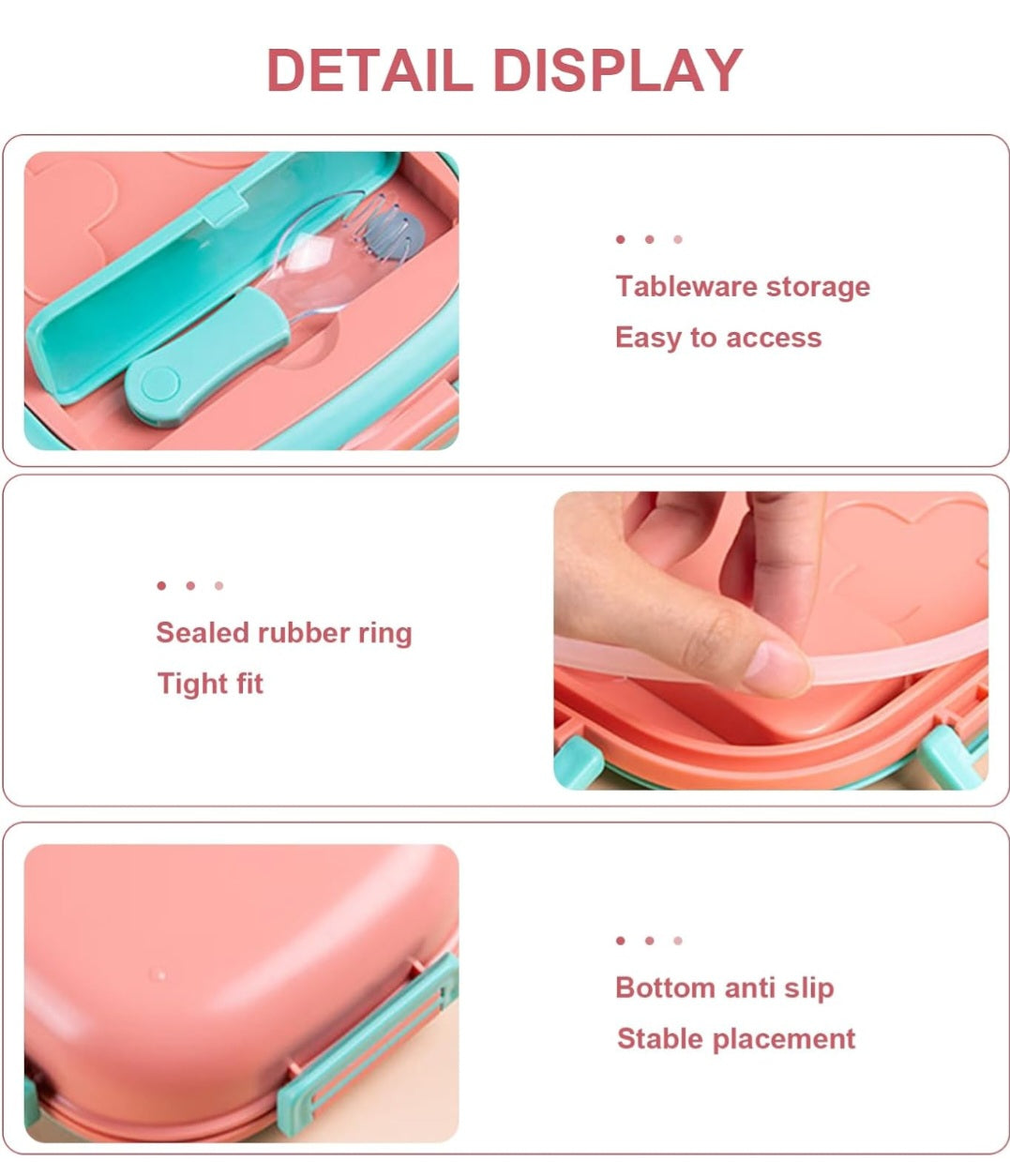Stainless steel kids bento lunchbox 2/3 compartment, BPA-free material