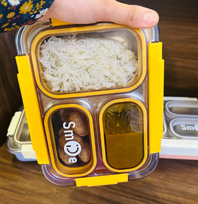 Leakproof Bento Lunch Box, 3 Compartments, 710ml Capacity