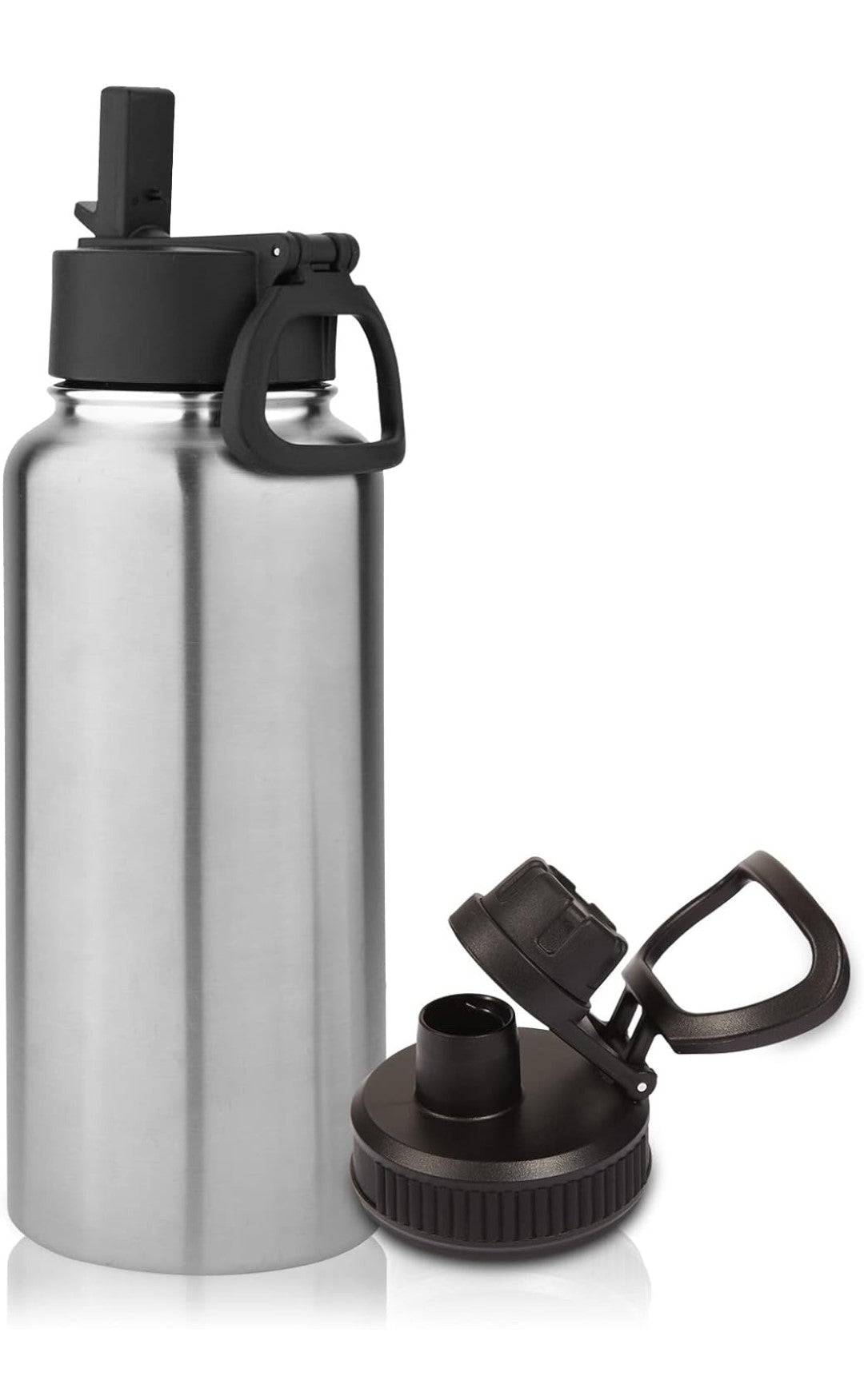 18/32oz Stainless steel insulated water bottle with wide mouth and 3 lids