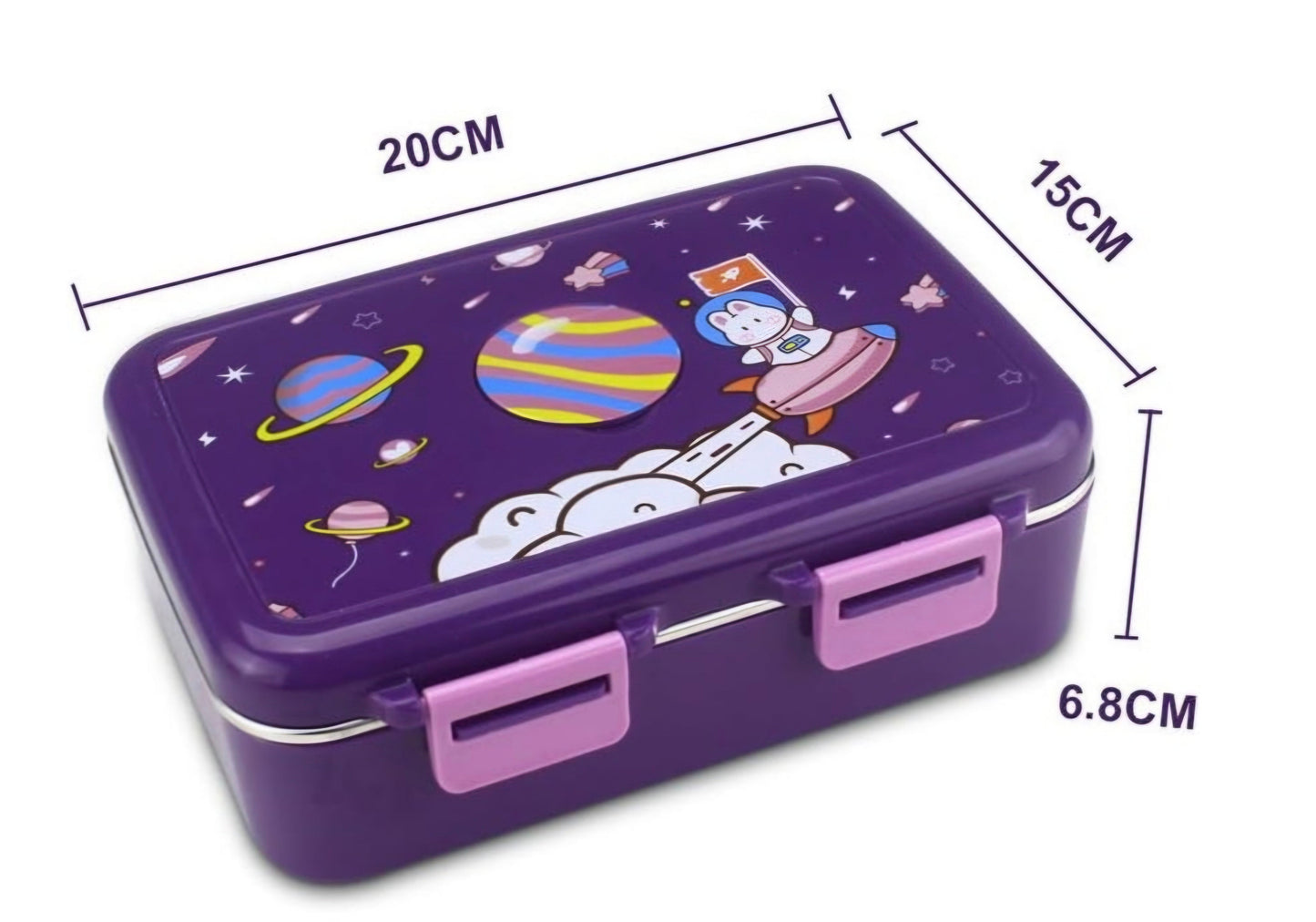 Minimalist Bento Box, Stainless Steel 550ML, Purple, 3 Compartments, Kids Lunch Box