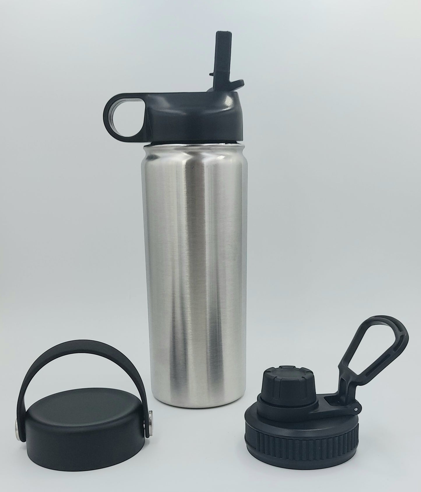 18/32oz Stainless steel insulated water bottle with wide mouth and 3 lids