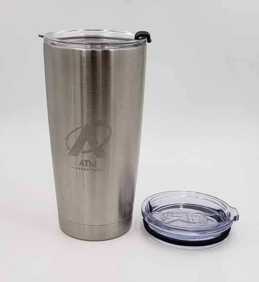 2x 20oz Stainless Steel insulated tumbler with 2 lids and metal straw