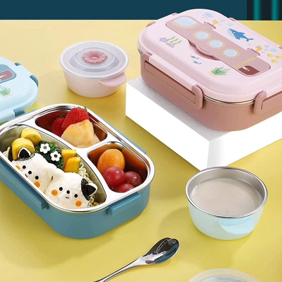 Stainless Steel Bento Lunch Box for Kids- comes with Soup Bowl and spoon