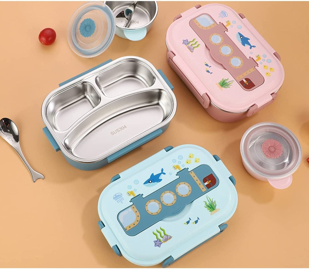 Stainless Steel Bento Lunch Box for Kids- comes with Soup Bowl and spoon