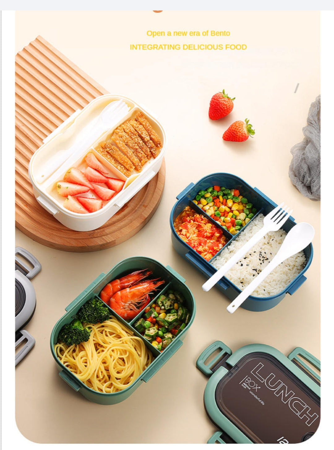 2 Layer Lunch Box Microwave Bento Lunch Box For Kids Adult Food Container Storage Box