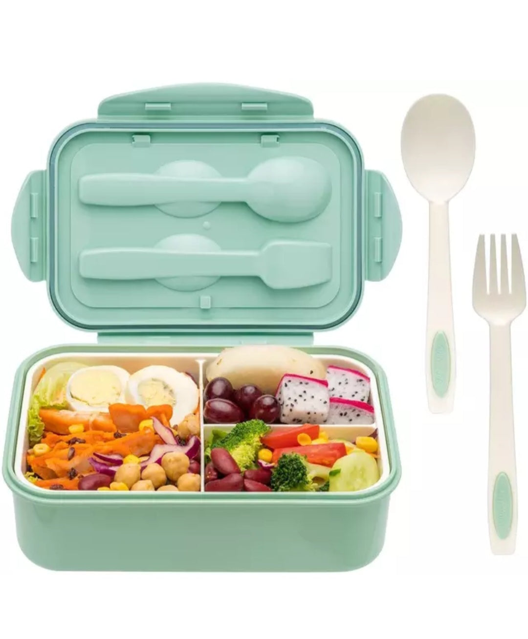 3 Compartment Lunchbox Food Container Set Bento Storage Box For Kids Adults Picnic Office