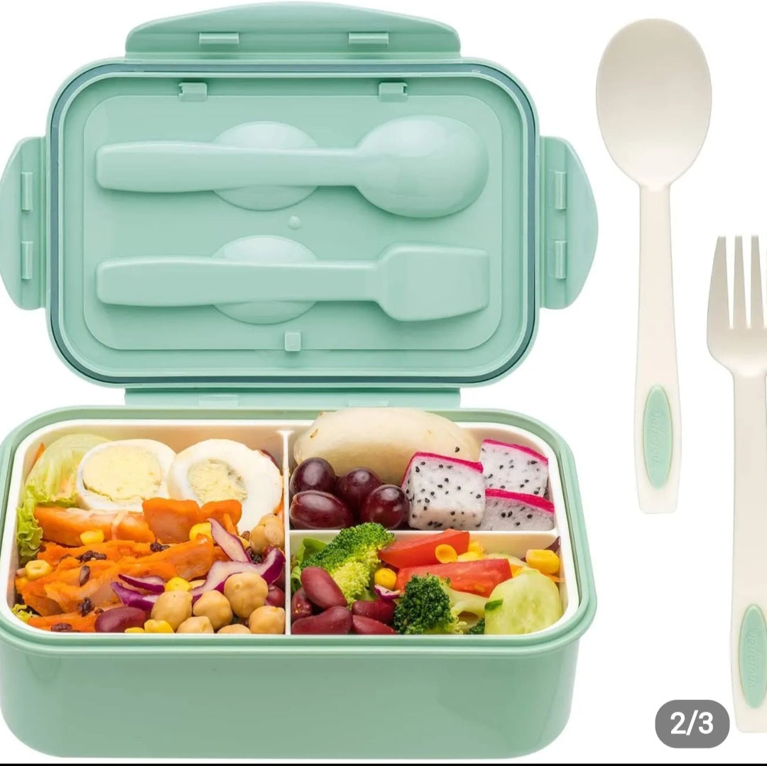 3 Compartment Lunchbox Food Container Set Bento Storage Box For Kids Adults Picnic Office