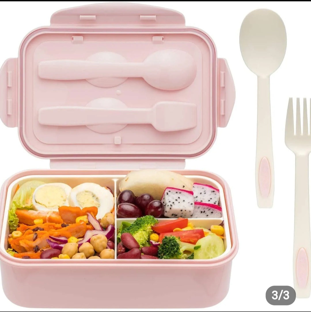 3 Compartment Lunchbox Food Container Set Bento Storage Box For Kids Adults Picnic Office