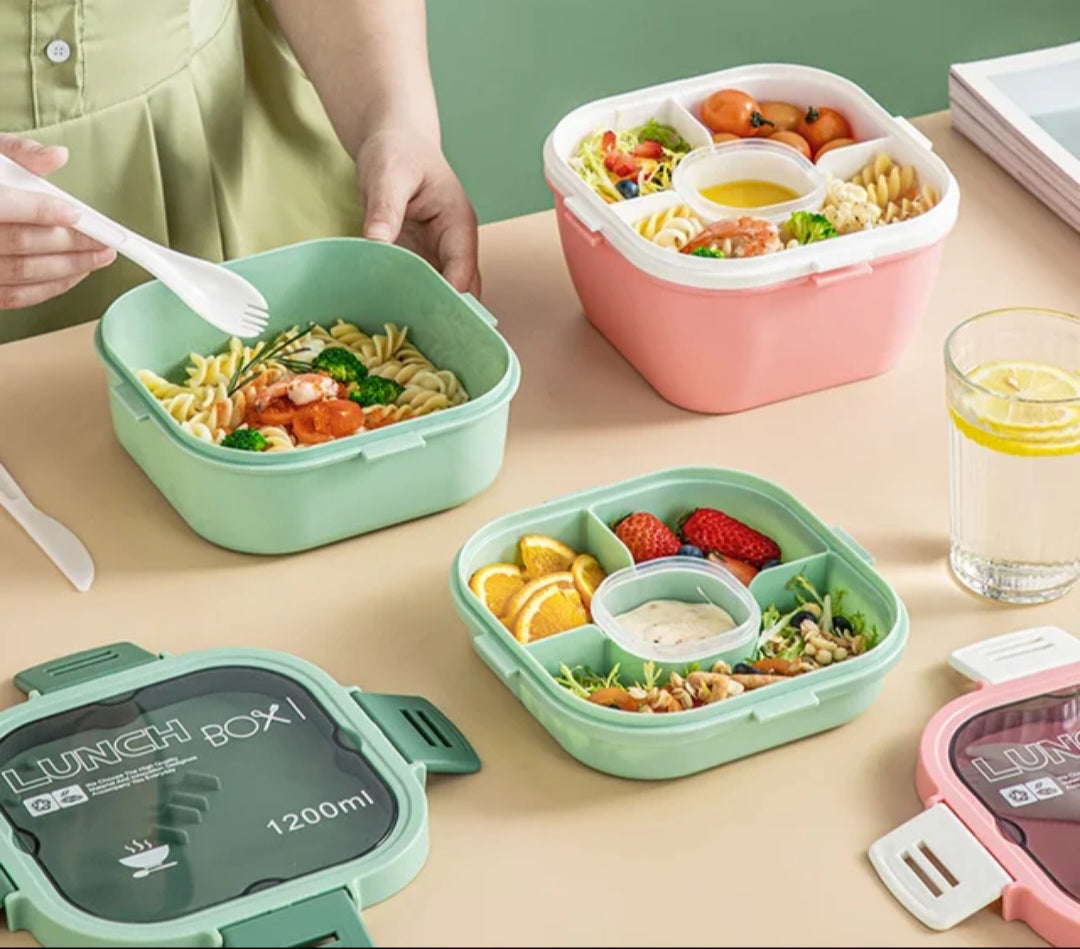 Portable double layer bento lunchbox/salad container, Dishwasher & Microwave safe