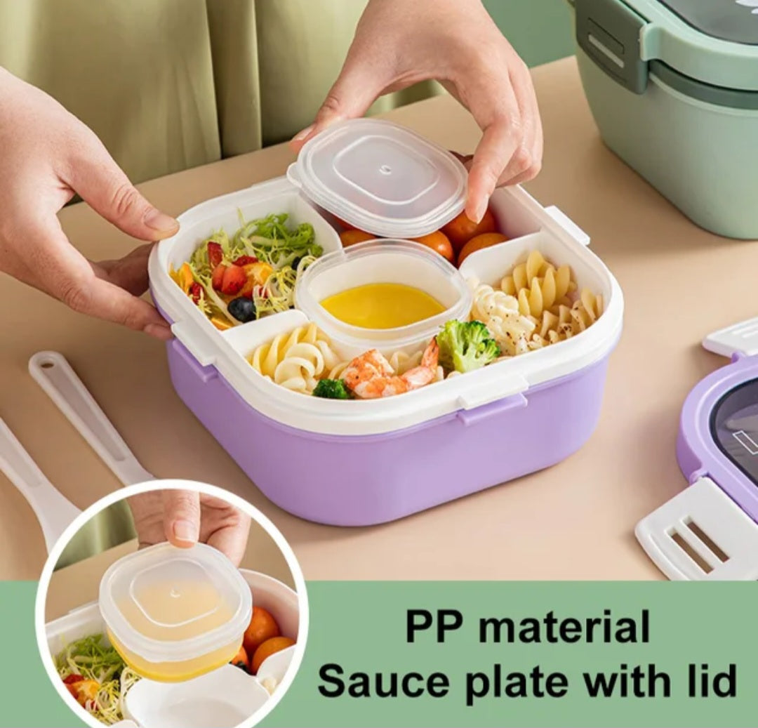 Portable double layer bento lunchbox/salad container, Dishwasher & Microwave safe