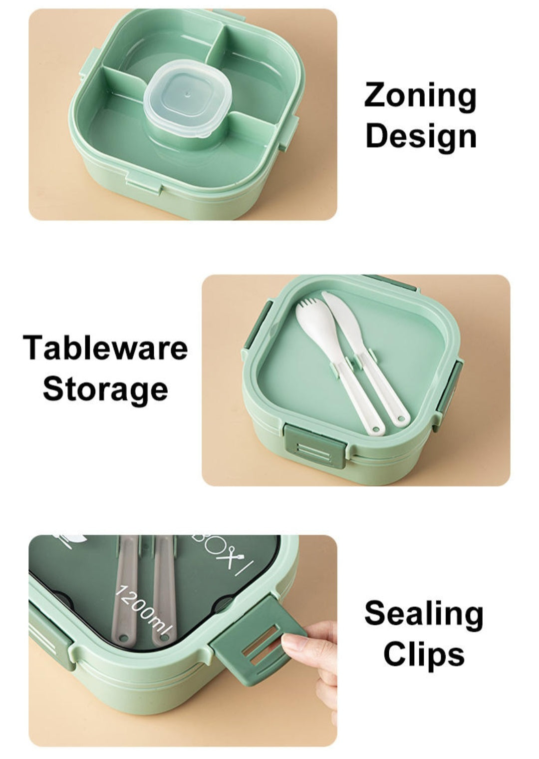 Portable double layer bento lunchbox/salad container, Dishwasher & Microwave safe