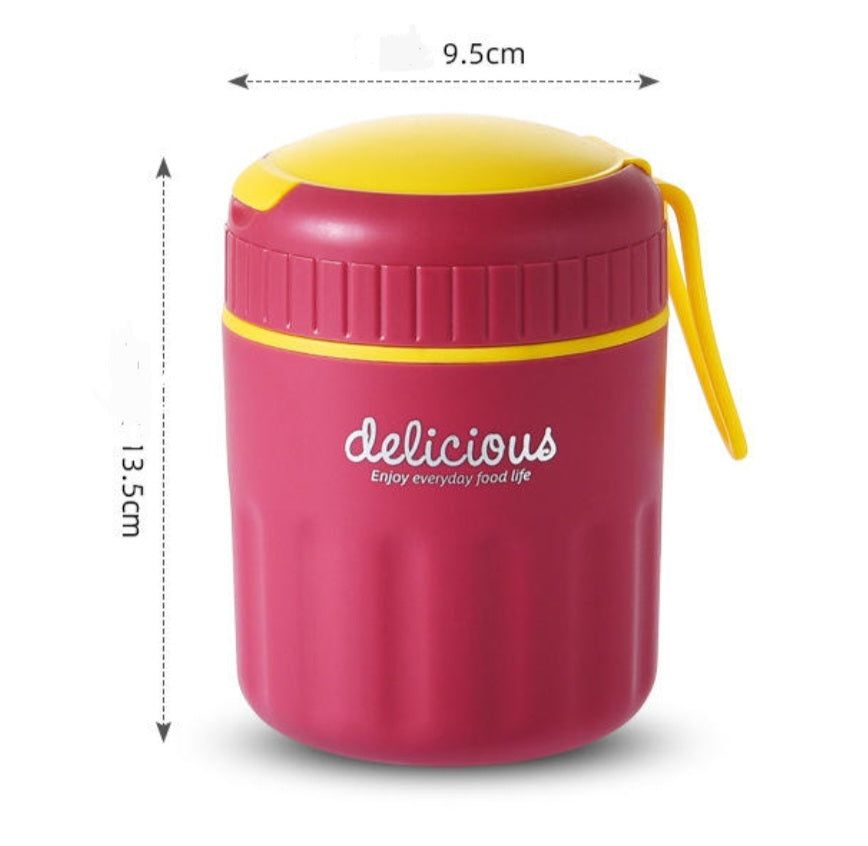 500ml Insulated Food Jar with Foldable Spoon, Thermal Food Container Soup Flask