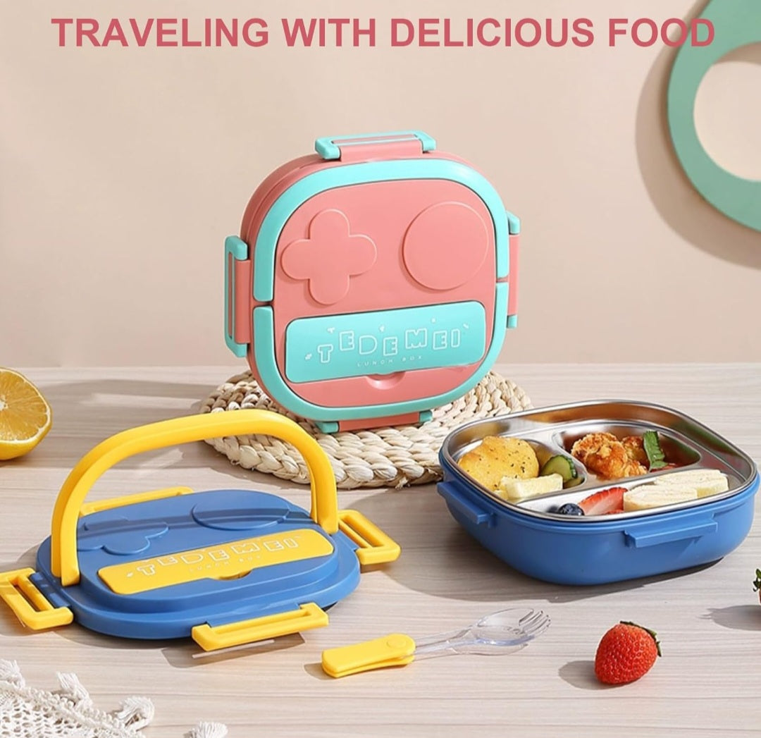 Stainless steel kids bento lunchbox 3 compartments