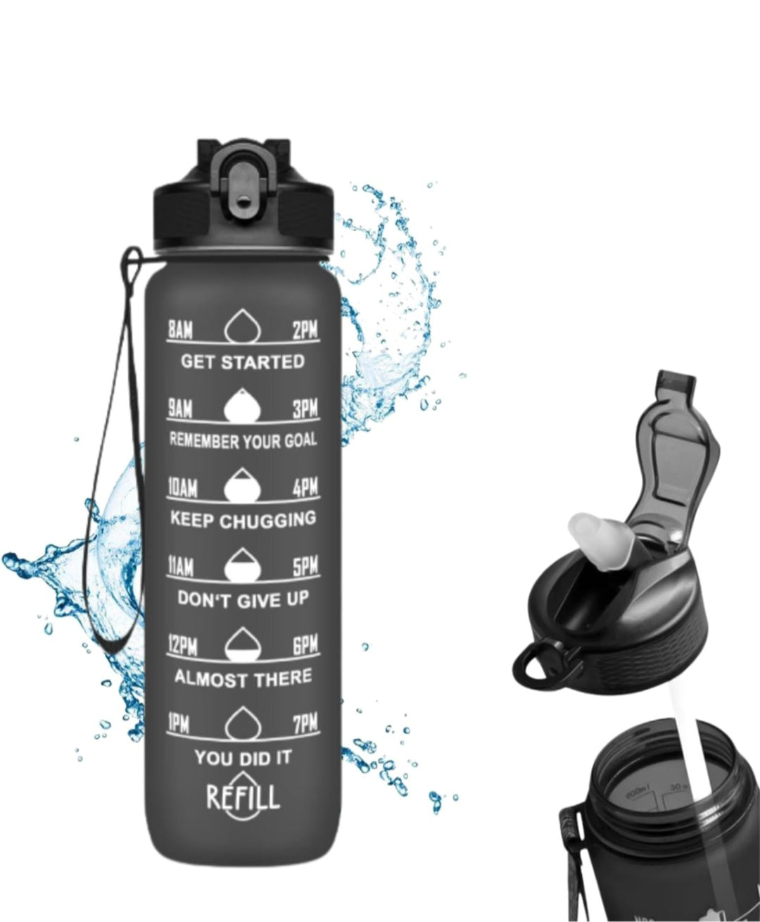 1000ml Motivational Water Bottle with Time Marker, Leak-proof BPA Free Drink Bottle, Perfect for Gym, Outdoor Sports, Office or College