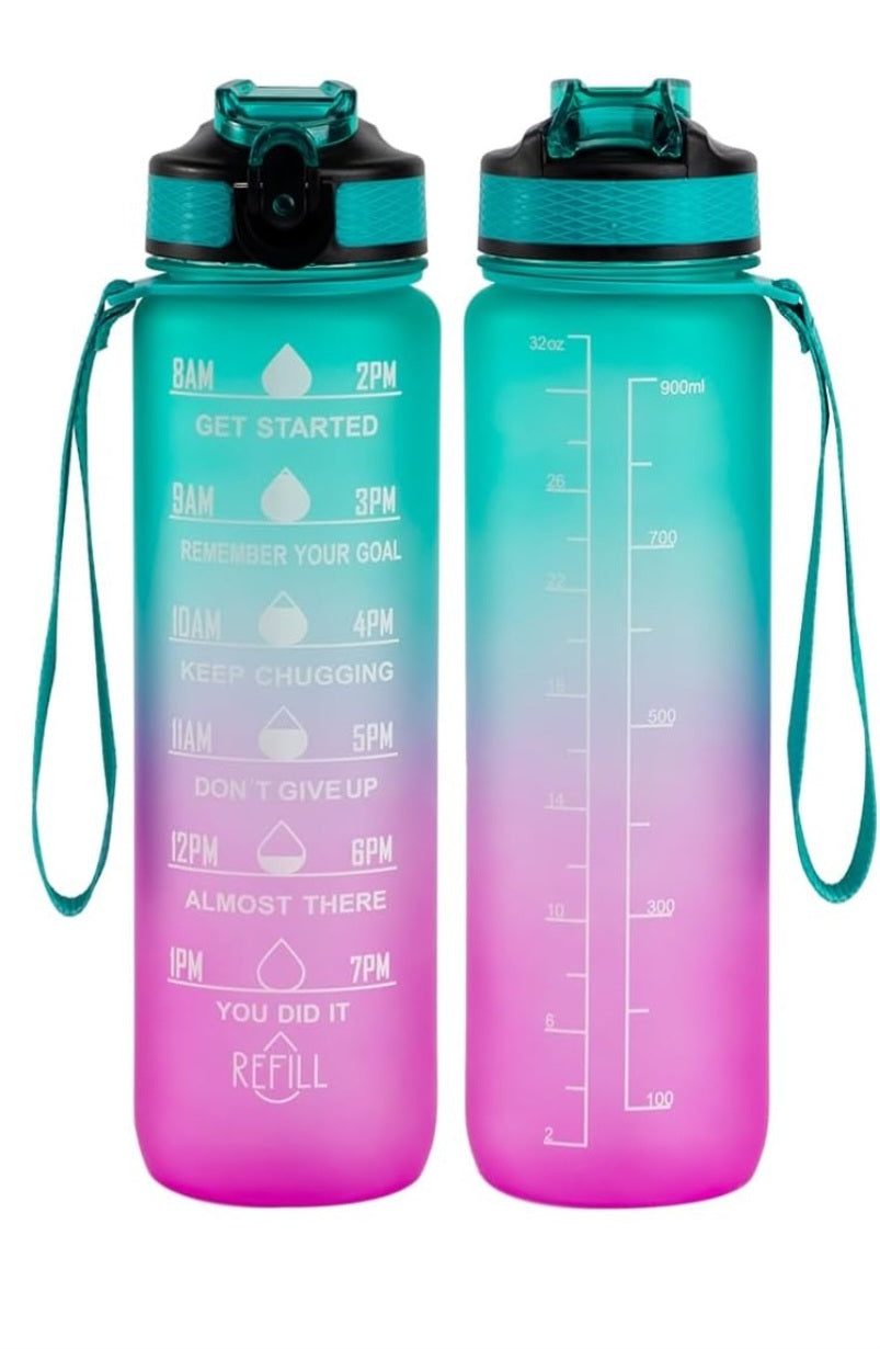 1000ml Motivational Water Bottle with Time Marker, Leak-proof BPA Free Drink Bottle, Perfect for Gym, Outdoor Sports, Office or College