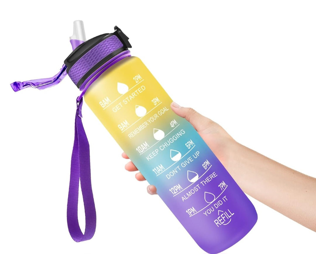 1000ml Motivational Water Bottle with Time Marker, Leak-proof BPA Free Drink Bottle, Perfect for Gym, Outdoor Sports, Office or College