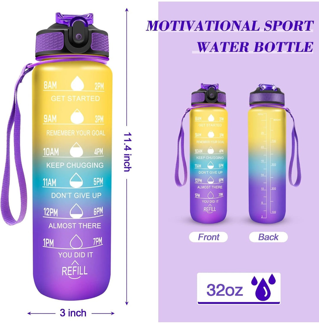 1000ml Motivational Water Bottle with Time Marker, Leak-proof BPA Free Drink Bottle, Perfect for Gym, Outdoor Sports, Office or College