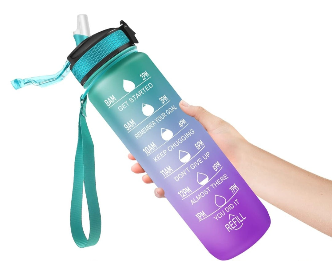 1000ml Motivational Water Bottle with Time Marker, Leak-proof BPA Free Drink Bottle, Perfect for Gym, Outdoor Sports, Office or College