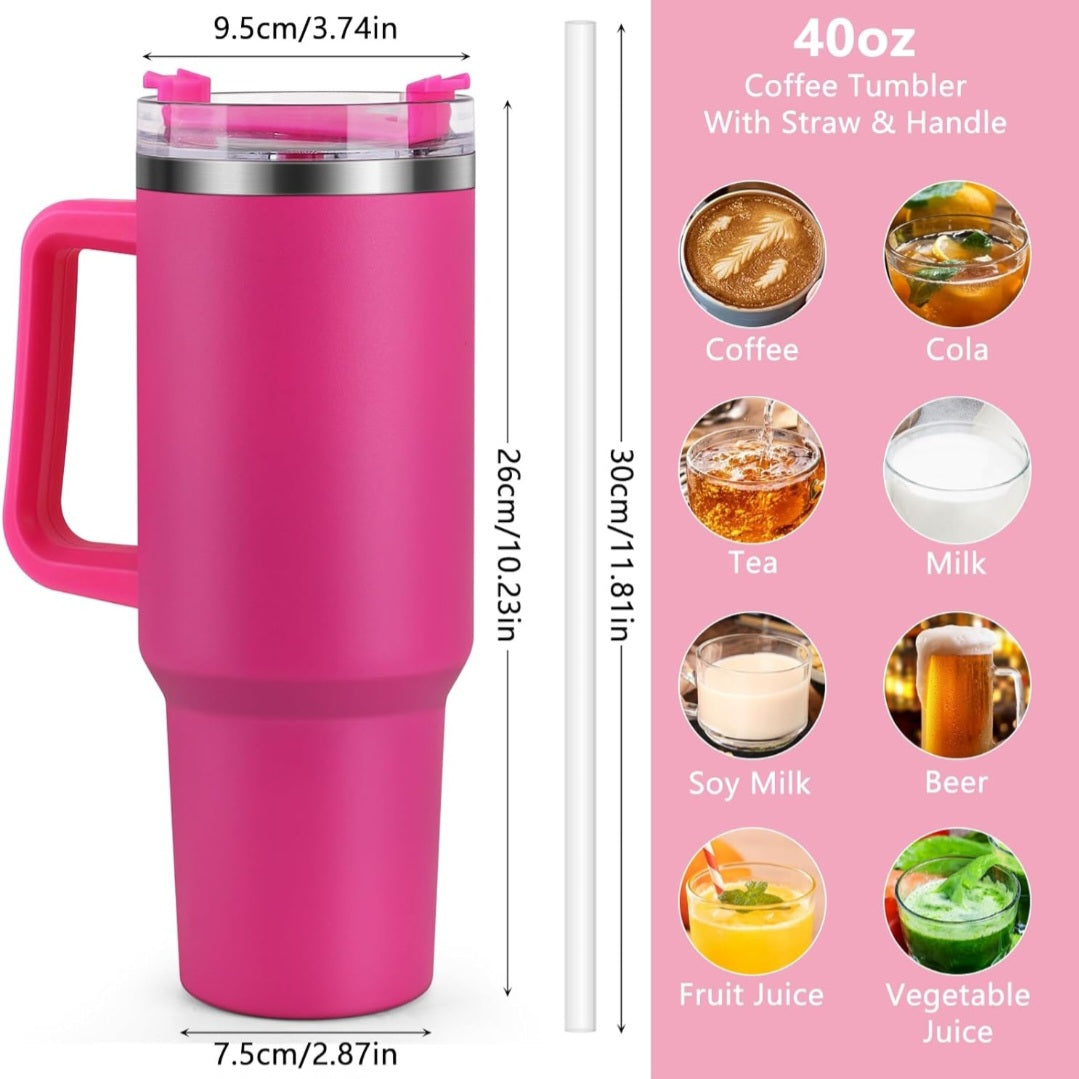 40oz Tumbler with Handle and Straw, 1200ml Stainless Steel Mug,Travel Coffee Mugs Cups, Insulated Water Bottle Cup Gifts for Women Men