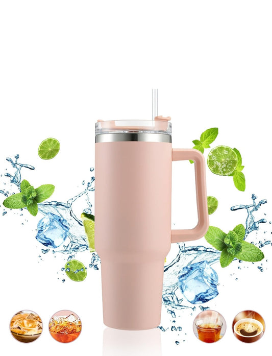 40oz Tumbler with Handle and Straw, 1200ml Stainless Steel Mug,Travel Coffee Mugs Cups, Insulated Water Bottle Cup Gifts for Women Men