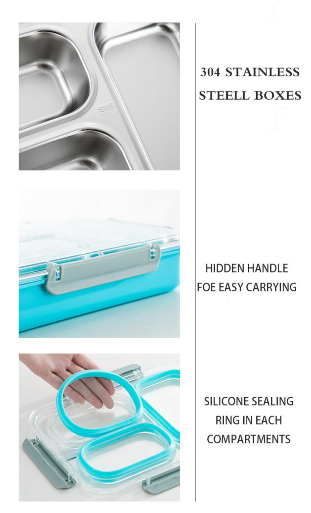 Leakproof Stainless Steel Bento Lunch Box for Kids and Adults